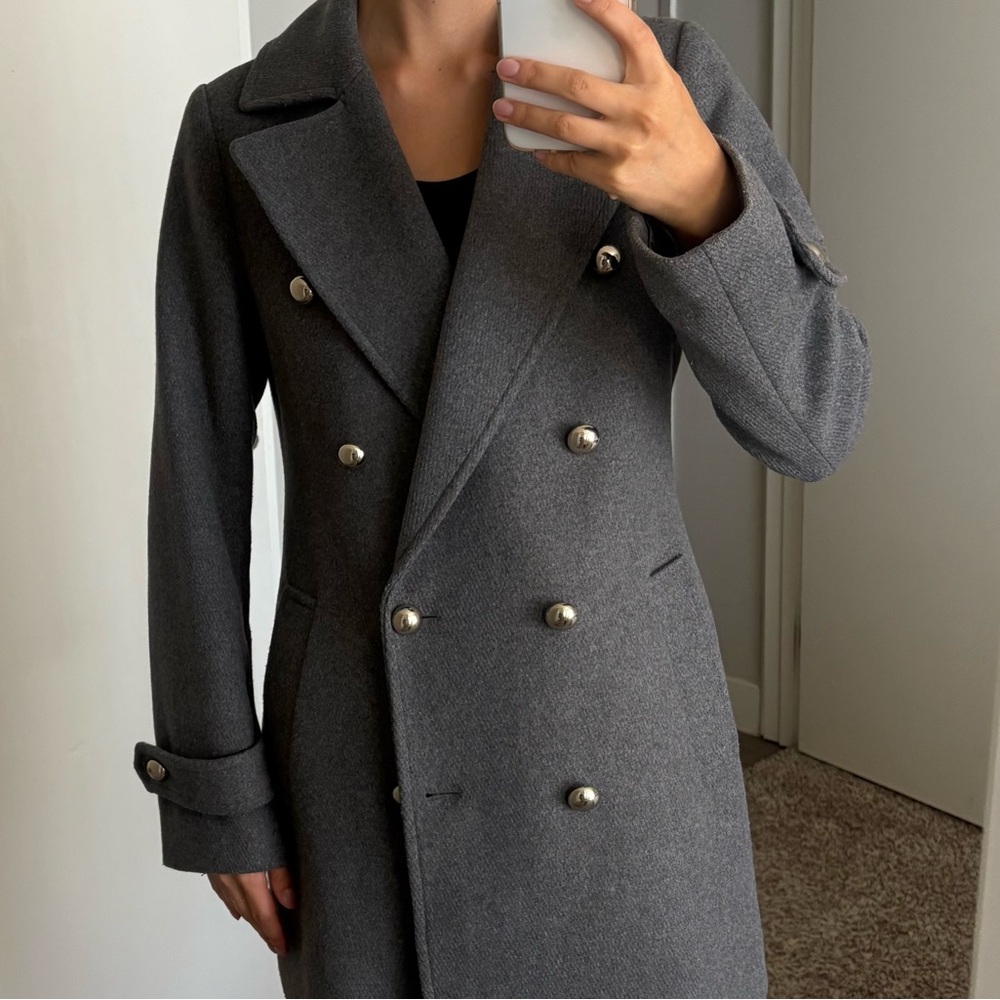 Michael Kors Gray Double-Breasted Trench Coat